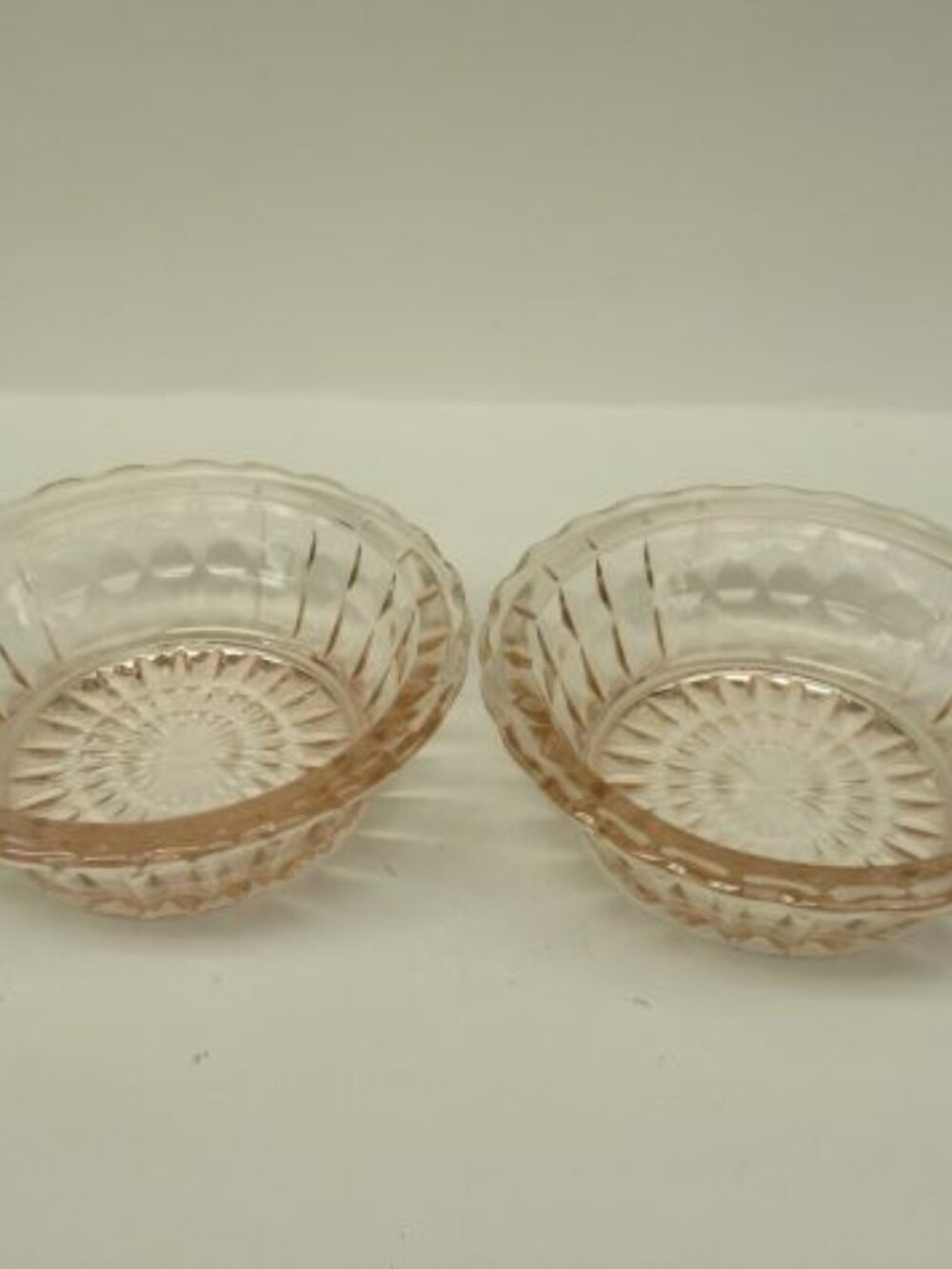 2 -Jeannette Depression Glass Pink WINDSOR DIAMOND 4 1/2 In Berry or Fruit Bowls